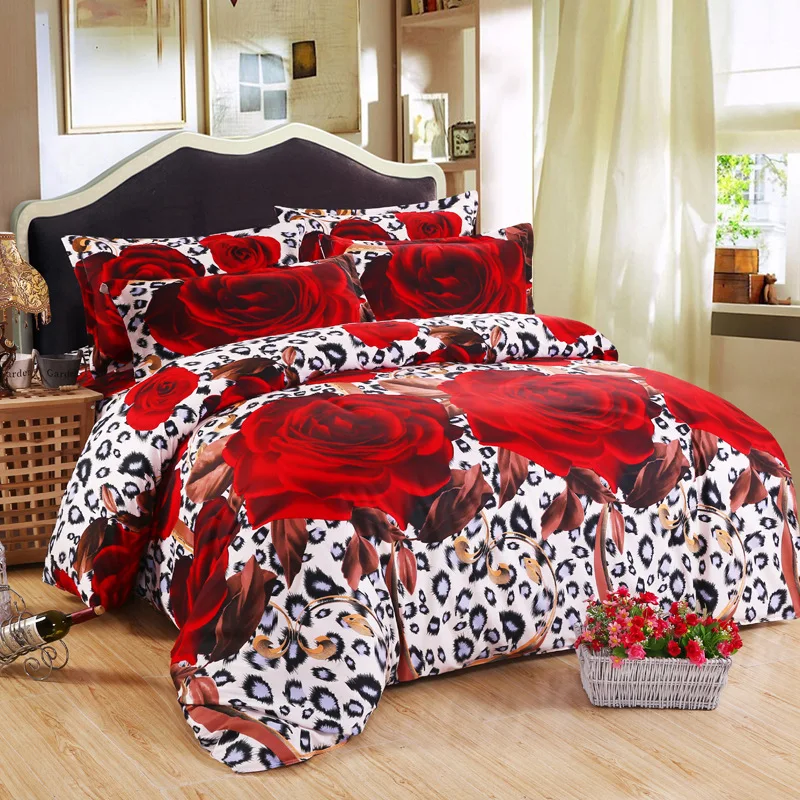 

3D Beautiful Flower Rose Feast Bedding Set Quilt Duvet Cover Bed Sheet Pillowcase Bed Linen Bedroom Decor Bedclothes