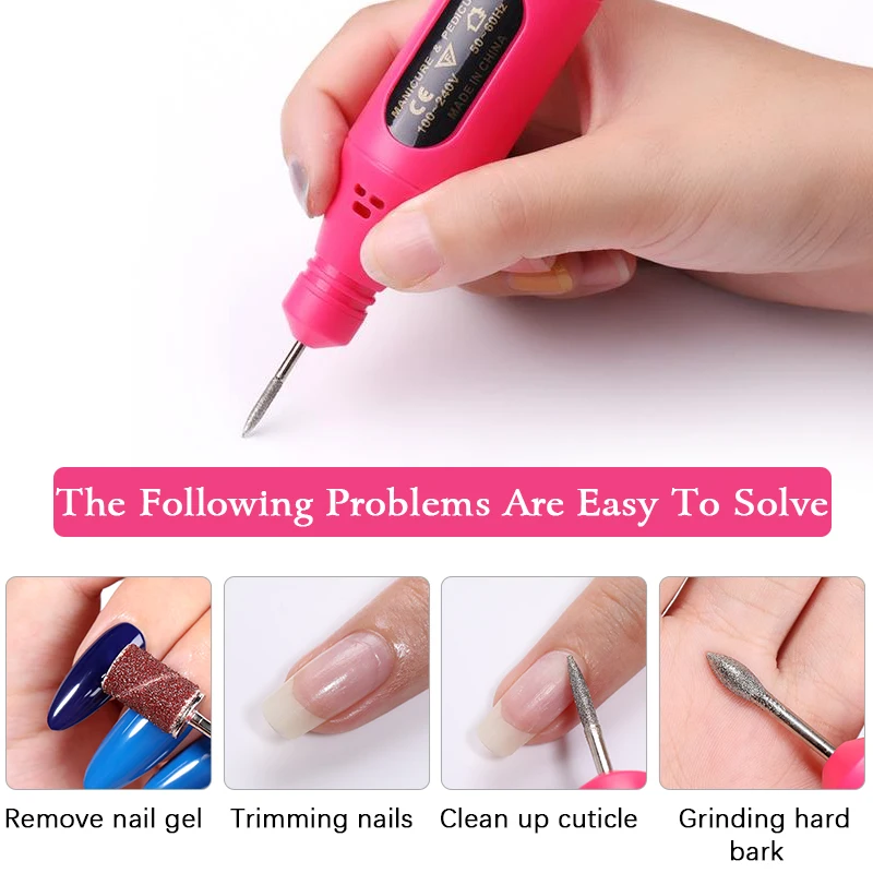 Professional Nail Drill Machine Electric Manicure Milling Cutter Set Nail Files Sanding Drill Bits Gel Polish Remover Nail Tools