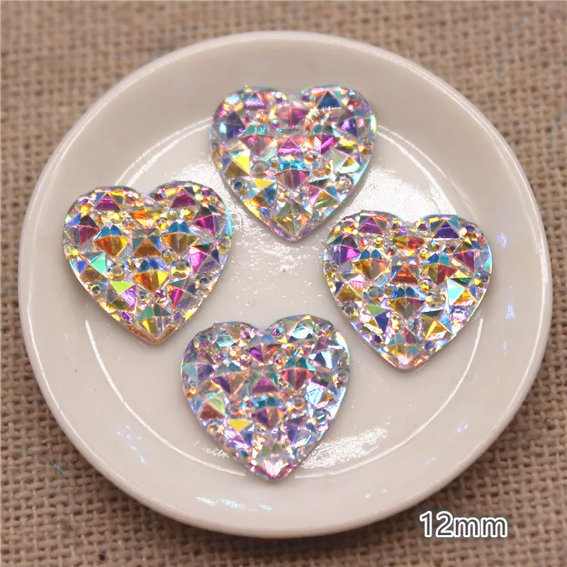 10mm-30mm Resin Heart Bling Crystal AB Rhinestone Flatback Cabochon Stone DIY Home Decoration Crafts Scrapbook Accessories