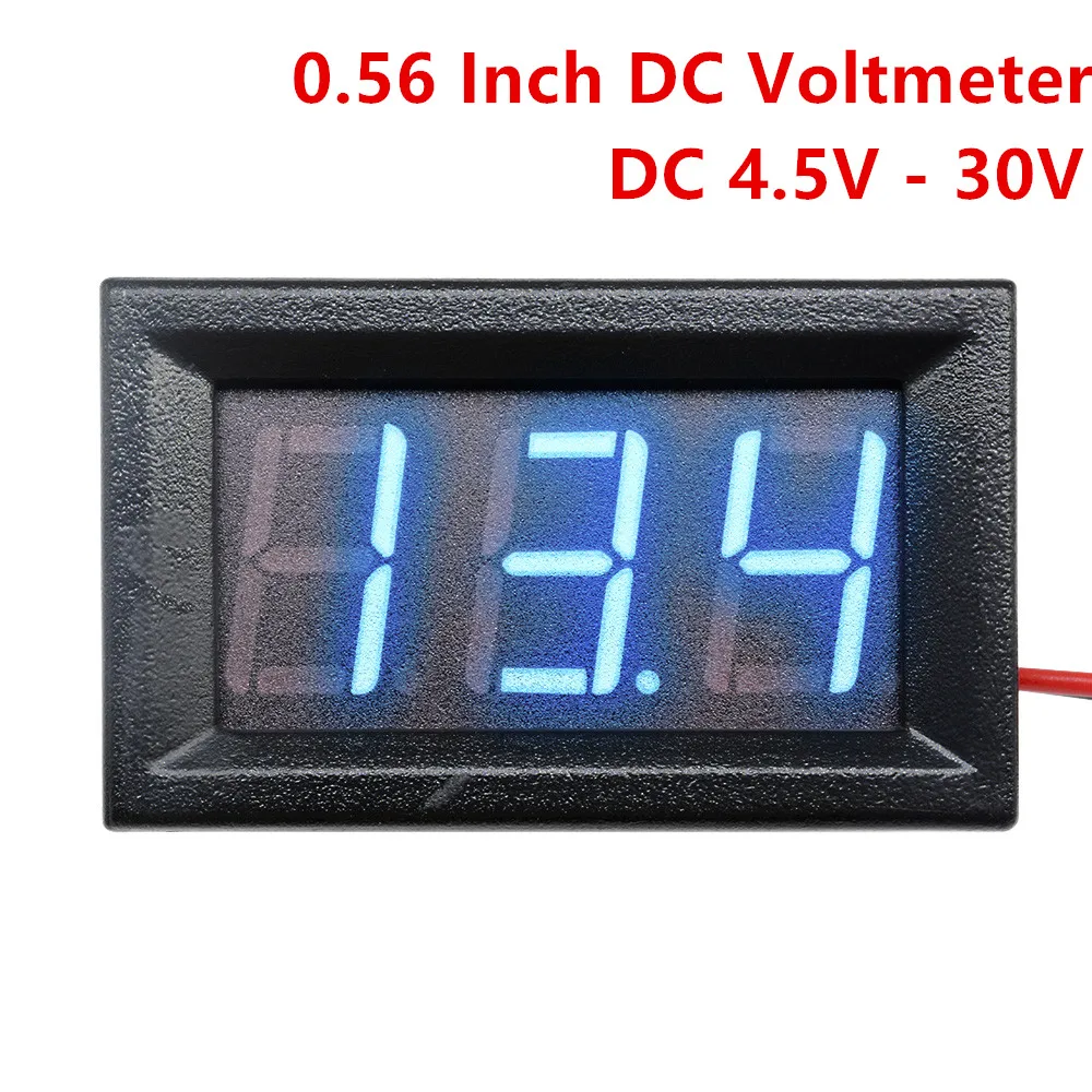 0.56 ''Kỹ Thuật Số Vôn Kế DC 4.5V Đến 30V Kỹ Thuật Số Vôn Kế Điện Áp Máy Đo Tốc Đỏ/Xanh Dương Cho 6V 12V Electromobile Xe Máy Ô Tô