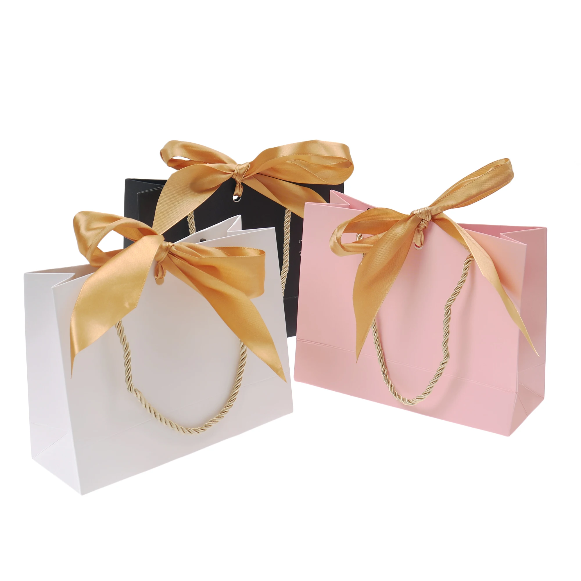 Sacchetti regalo con manici carta bomboniera borsa fiocco nastro gioielli imballaggio compleanno matrimonio laurea celebrazione regalo Wrap