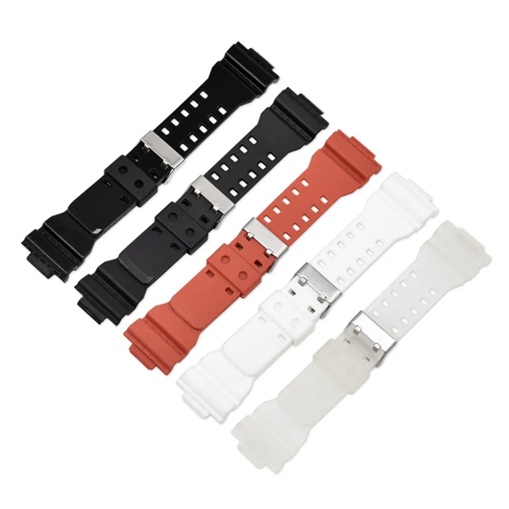 16mm Silicone Strap for Casio G-Shock GA-100/110/120/140/200/400/700 GD-100/110/120 G-8900 GLS-100 Men Black Gold Watch Band