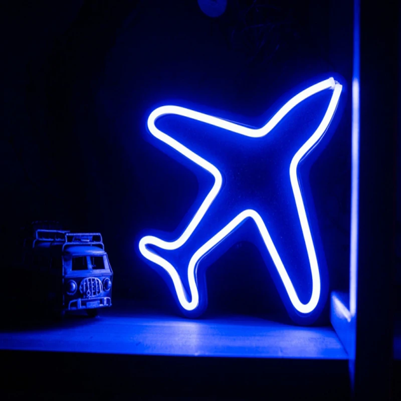 Aesthetic Cute Plane Aircraft Led Neon Sign Custom Decoracion Acrylic For Shop Party Gift Home Kawaii Anime Wall Room Decor