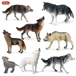 Oenux Original Wild Beast Animals Gray Wolf Simulation Baby Wolves Action Figures Collection Lifelike PVC High Quality Model Toy