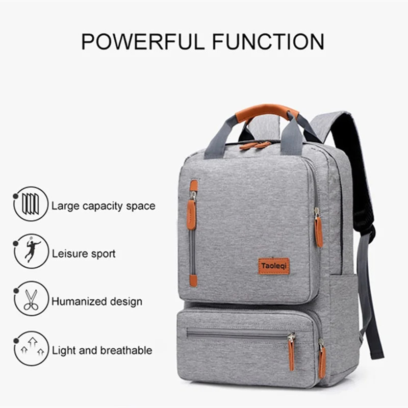 Men Casual Computer Backpack Light 15.6 Inch Laptop Lady Anti-Theft Travel Backpack Gray Student School Bag