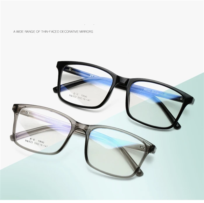 Große quadratische Brille für Kurzsichtige, Damen und Herren, modisch, Anti-Blaulicht, TR90, Korrektionsbrille 0 -0,5 -0,75 -1,0 bis -6,0 – Detail 1
