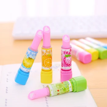 4 Teile/los Nette Bleistift Gummi Radiergummi Mini Cartoon Lippenstift Radiergummis Kinder Neuheit Schreibwaren Schule Büro Kawaii Korrektur Radiergummi