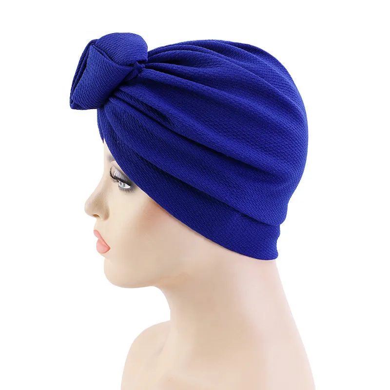 Top Knotted Turban Cap for Women Knot Pre-Tied Muslim Headscarf Bonnet Female Head Wraps African Indian Hat Turbante Mujer