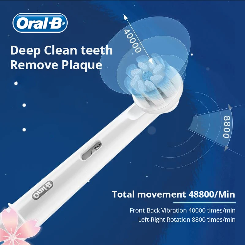 Oral B Electric Toothbrush 3D Clean Teeth Pro4000 Tooth Brush Pressures Sensor Teeth Brush 4 Cleaning Modes with 8 Gift Refills