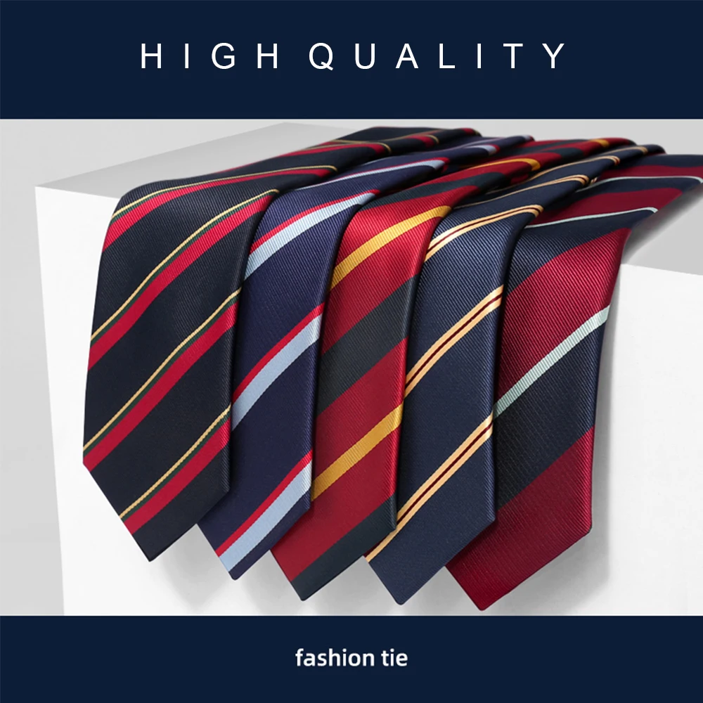 High Quality 2024 Designer New Fashion Striped 8cm Ties for Men Necktie School Wedding Work Business Formal Suit with Gift Tie