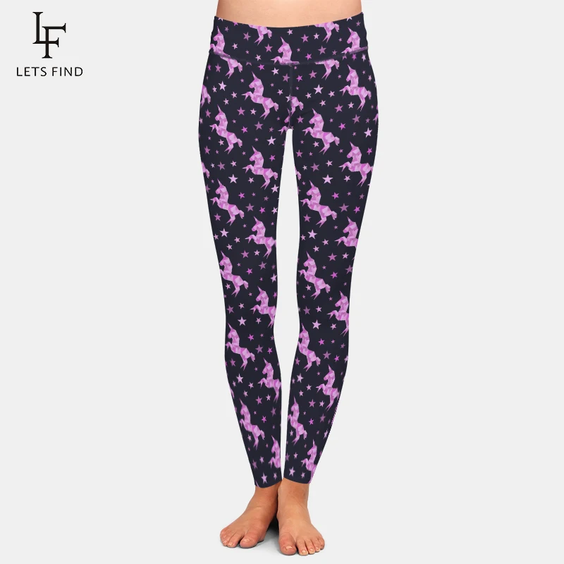 LETSFIND Push Up Women  Pant Fashion Unicorn Cute In Origami Low-polygonal Style Print High Waist Slim Elastic Leggings