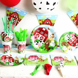 Farm Cow Theme Birthday Party Animal Party Cow Decoration Disposable Cups Plates Flags Tablecloth Baby Shower Balloon Decoration