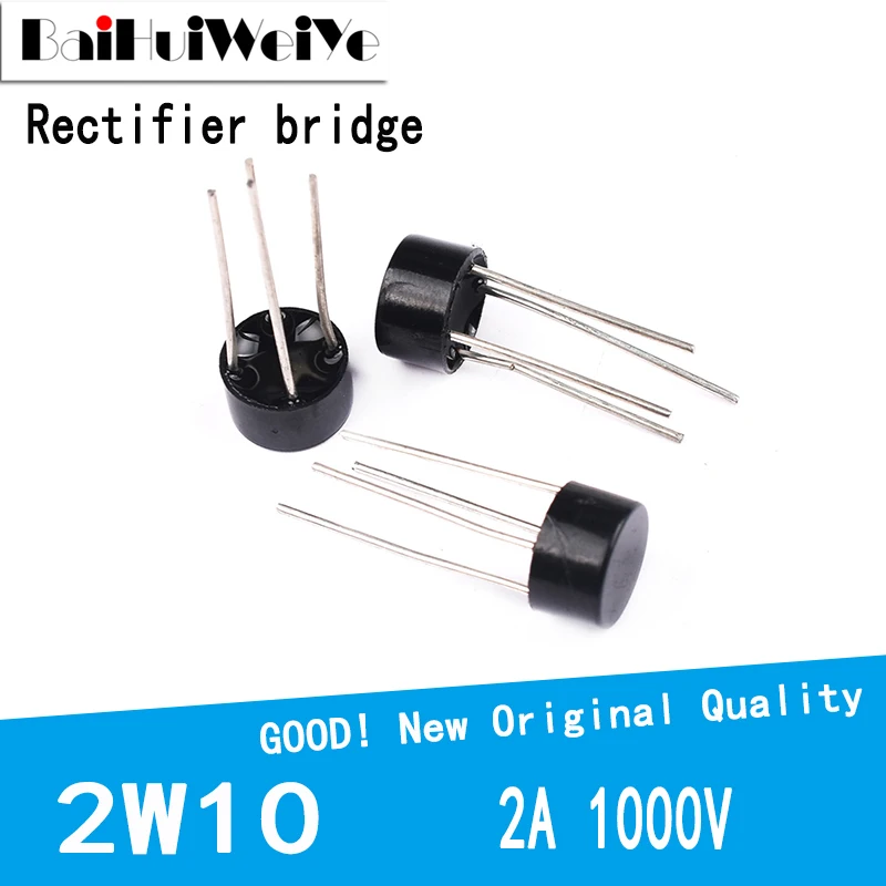 10PCS/LOT 2W10 2A 1000V Diode Bridge Rectifier 2w10  DIP4 DIP-4 Replace 2W06 2W08 New Original Good Quality