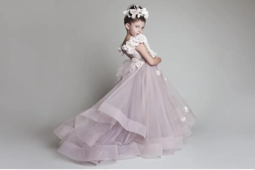 Charming 2025 Krikor Jabotian Flower Girl Dresses With Flowers A-line Real Sample Long Custom Tulle Toddler Pageant Dresses