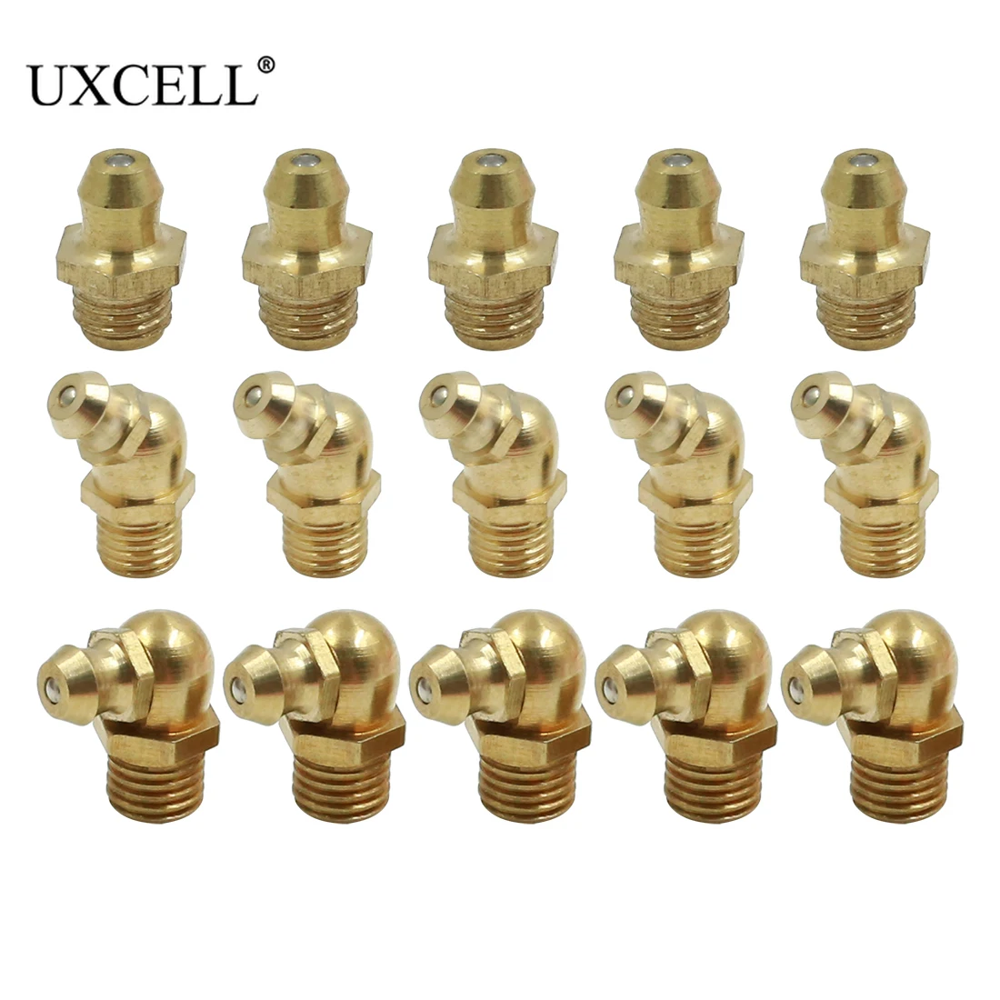 Uxcell M8 Brass Thread Straight 45/90 Degree Angle Grease Nipple Fittings Kit Zinc Plated Iron Grease Nipple