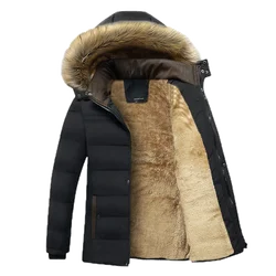 Parkas de forro polar grueso para hombre, chaqueta impermeable con cuello de piel, abrigo informal a la moda para otoño e invierno, 2023