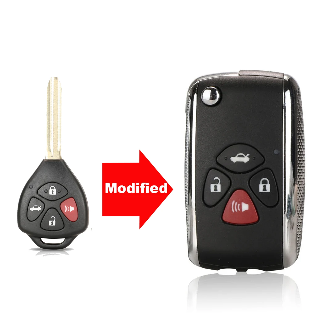Jingyuqin 2/3/4 Tasten Geändert Flip Fernbedienung Auto Schlüssel Shell Fob Fall Für Toyota Corolla RAV4 Camry Avlon