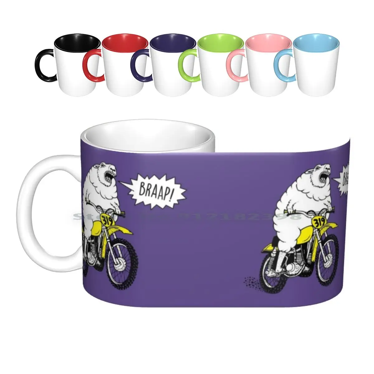 Braap Motocross Funny Dirtbike Comic Motorcycle T-Shirt Ceramic Mugs Coffee Cups Milk Tea Mug Vintage Motocross Motorcycle