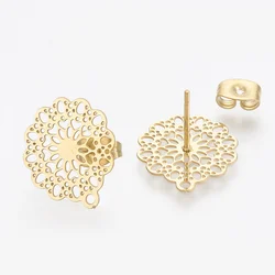 10pcs stainless steel Pin Findings Stud Earring Basic Needle Post Stoppers For Hollow flower DIY Accessories For jewelry making