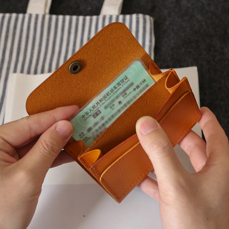 Bolso de cintura pequeño de lujo para hombre, billetera de cuero de vaca de primera capa, Mini organizador Retro, monederos Vintage para Licencia de