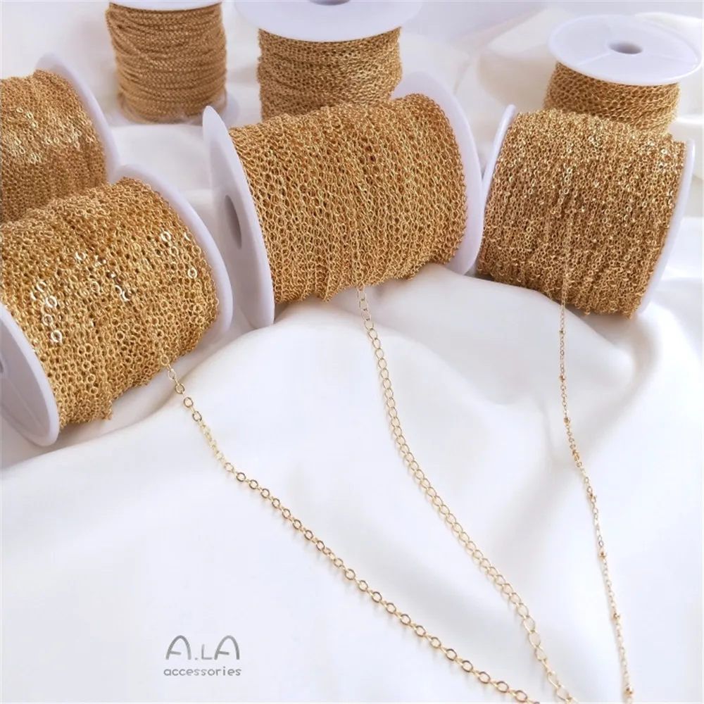 14K Gold-plated Chain Thin Chain Tassel O-shaped Chain Extension Necklace Bracelet Material Diy Accessories