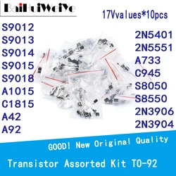 170 sztuk/LOTE tranzystor trioda wybrane elementy 17Vvalues * 10 sztuk, aby-92 S9012 S9013 S9014 S9015 S9018 A1015 C1815A42 A922 N5401 2N5551