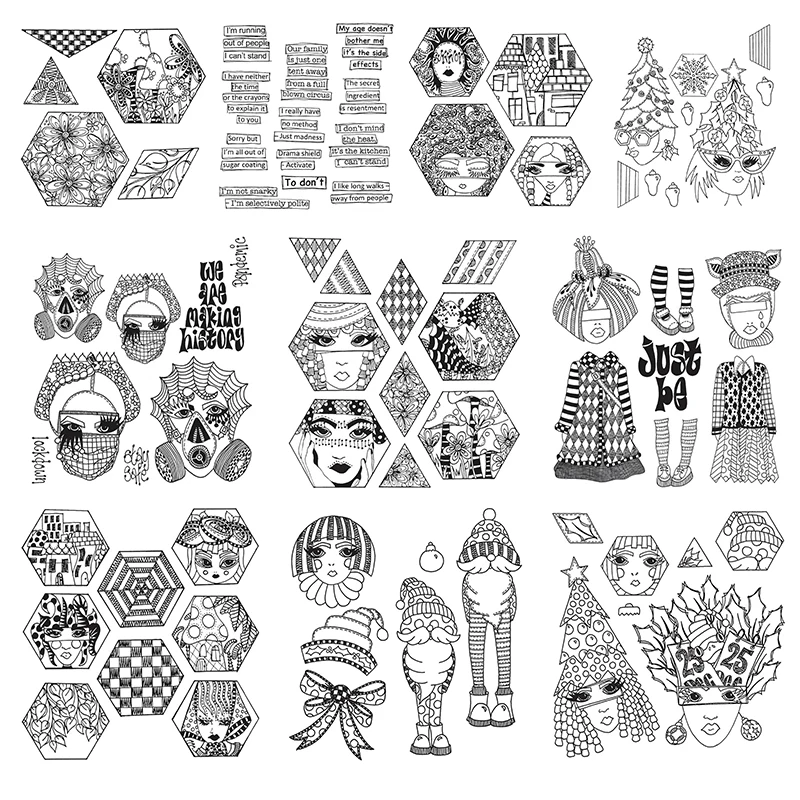 Creative Hexagonal Character Decoration Transparent Clear Silicone Stamp/seal for Diy Scrapbooking/photo Album Decor Card Making