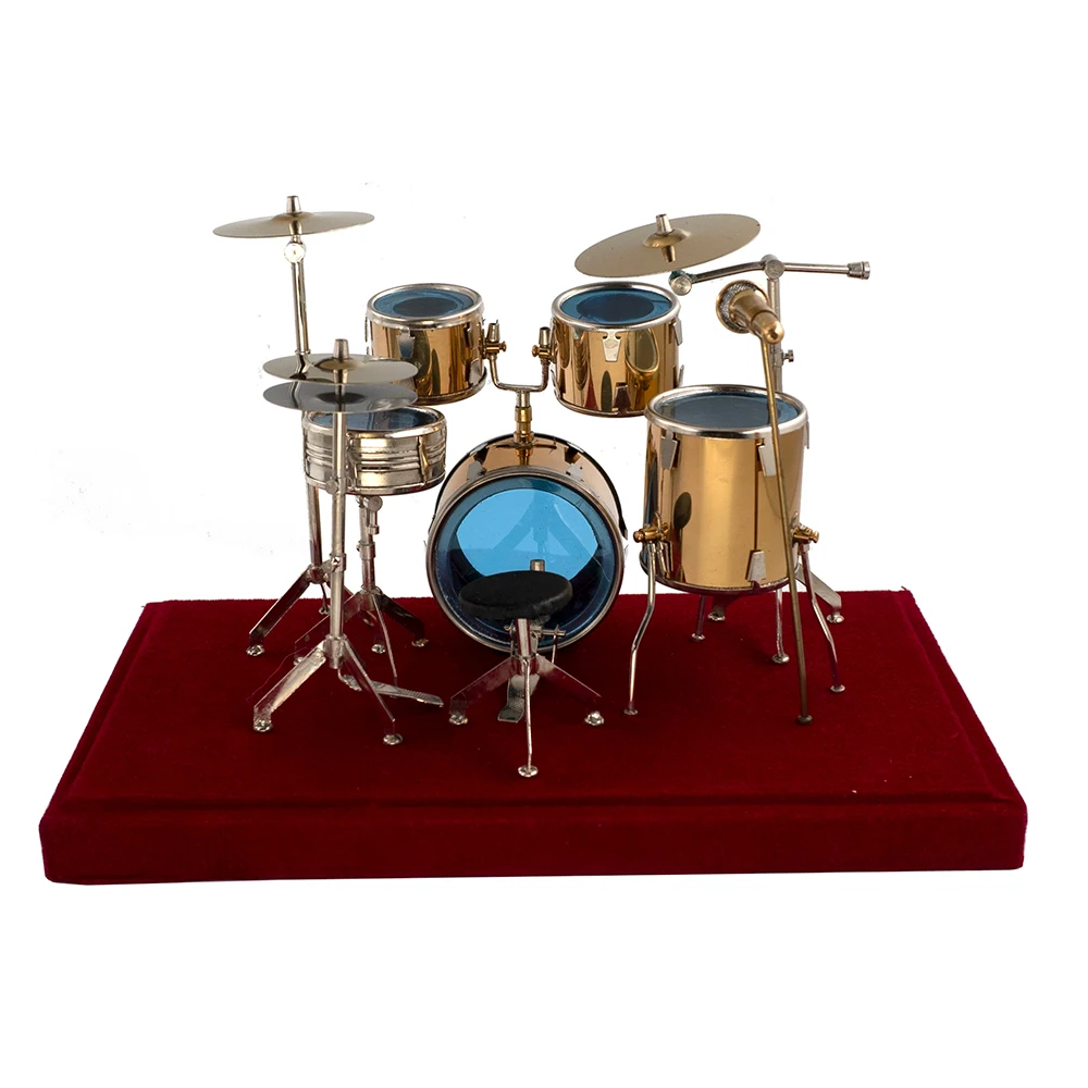 Miniature Jazz Drum Kit Model Mini Microphone Cymbal Musical Instrument 1/12 Dollhouse ob11 1/6 Action figure Accessories bjd