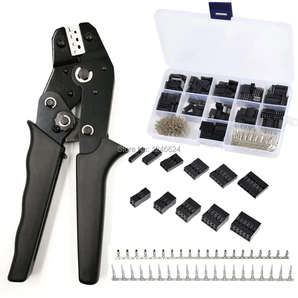 SN-28B crimping plier for 2.54mm Dupont Crimp Pin Conector Pin Header Wire Jumper and Male Female Crimp Pins 310pcs tool Kit