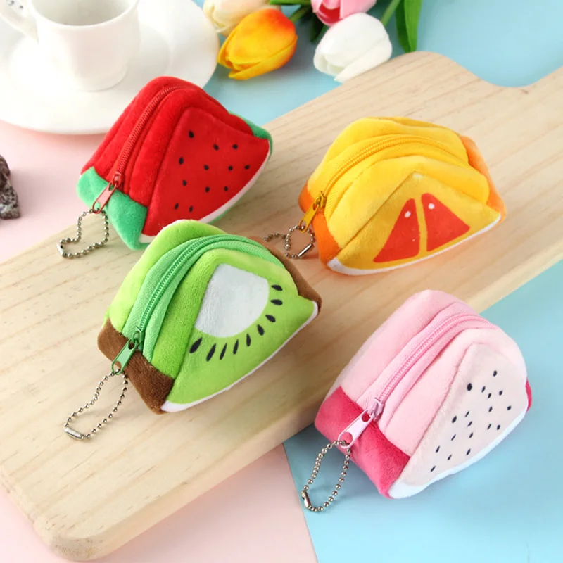 Fruit Print Coin Purses Women Mini Card Bag Key Case Earphone Storage Bag Girls Kids Cartoon Cute Coin Wallet Ladies Money Bag