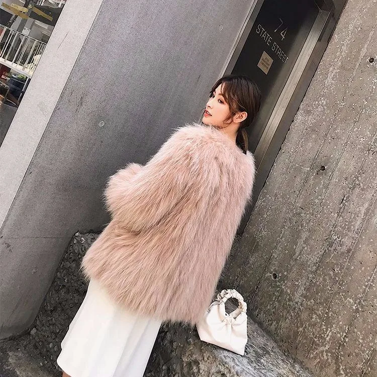 Bella Philosophy Winter Thicken Warm Fox Fur Coat Female Long Sleeve Solid Jackets Autumn Office Lady Elegant Faux Fur Coats