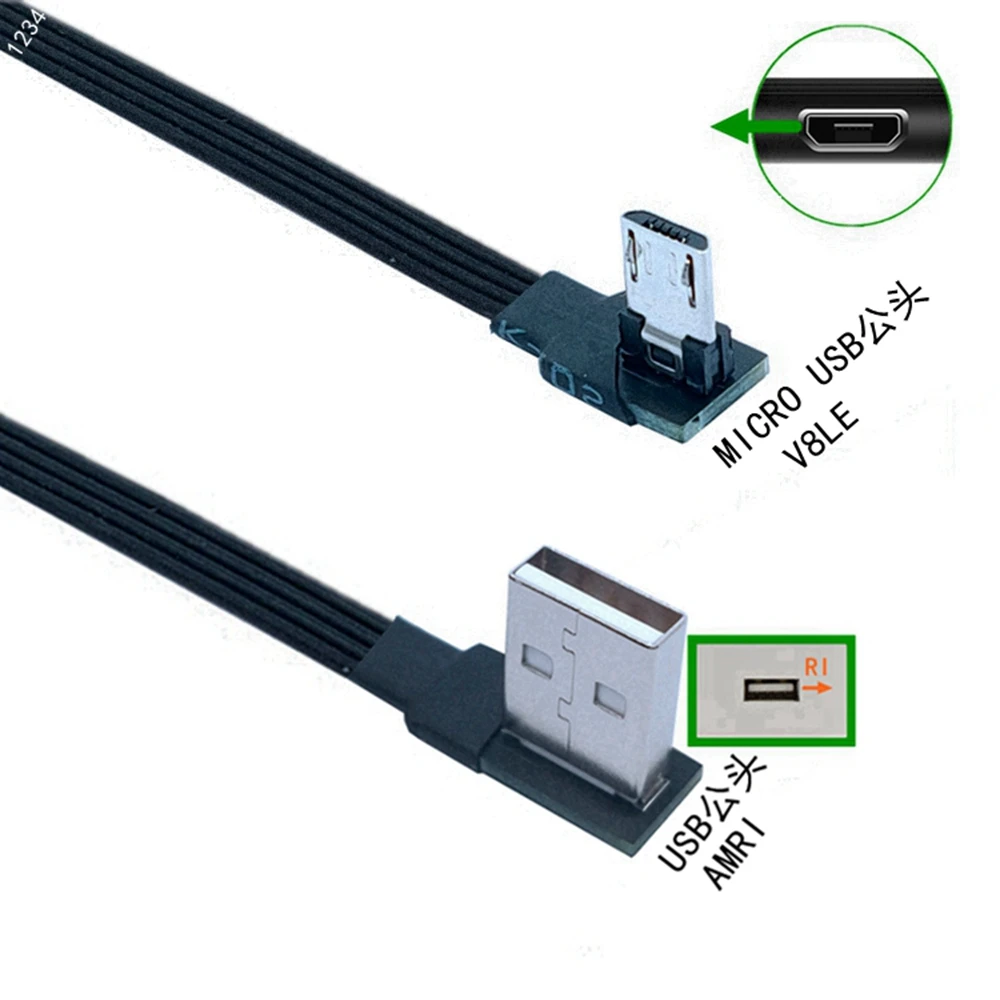 Кабель Micro USB, зарядное устройство, USB-шнур, колено 90 градусов, нейлоновый плетеный кабель для передачи данных для телефона Android