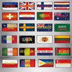 【YZFQ】Portugal Thailand Singapore National Flag  Plaque Metal Vintage Travel Souvenir  Wall Shop Home Art Decor 30X15CM DC-0245A