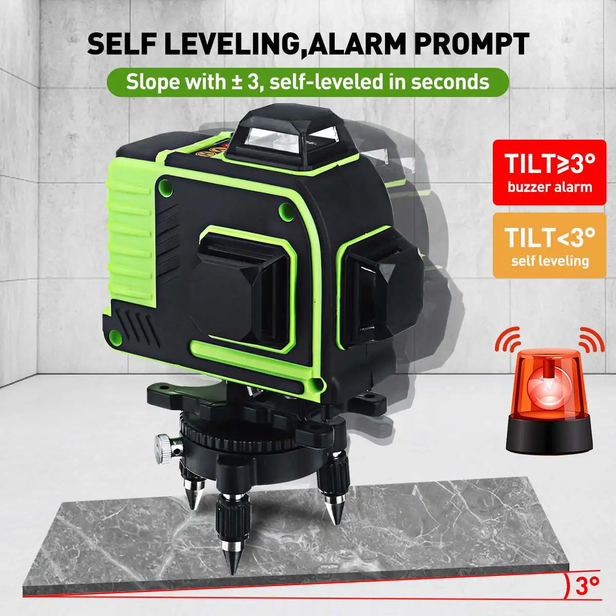 FASGet 4D Laser Level 16 Vertical Horizontal Cross Lines Self-leveling Laser Levels 360 with Extension Bar Tripod Stand