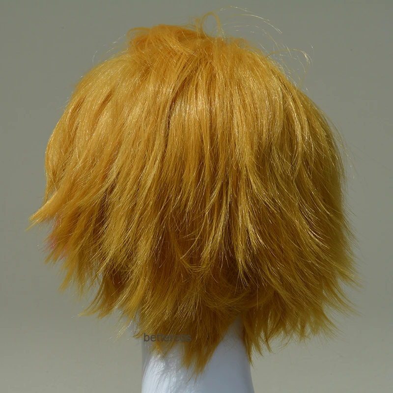 Minami Kenjiro Cosplay Wigs Short Golden Red Mixed Heat Resistant Synthetic Hair Wig + Wig Cap image 4
