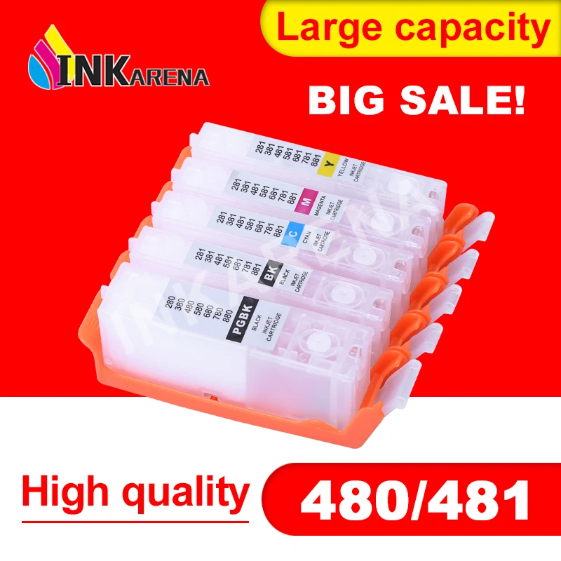 

1set PGI-480 CLI-481 PGI480 Refillable Ink compatible for canon TS704 TS6140 TS6240 TS6340 TR7540 TR8540 TS9540 printer