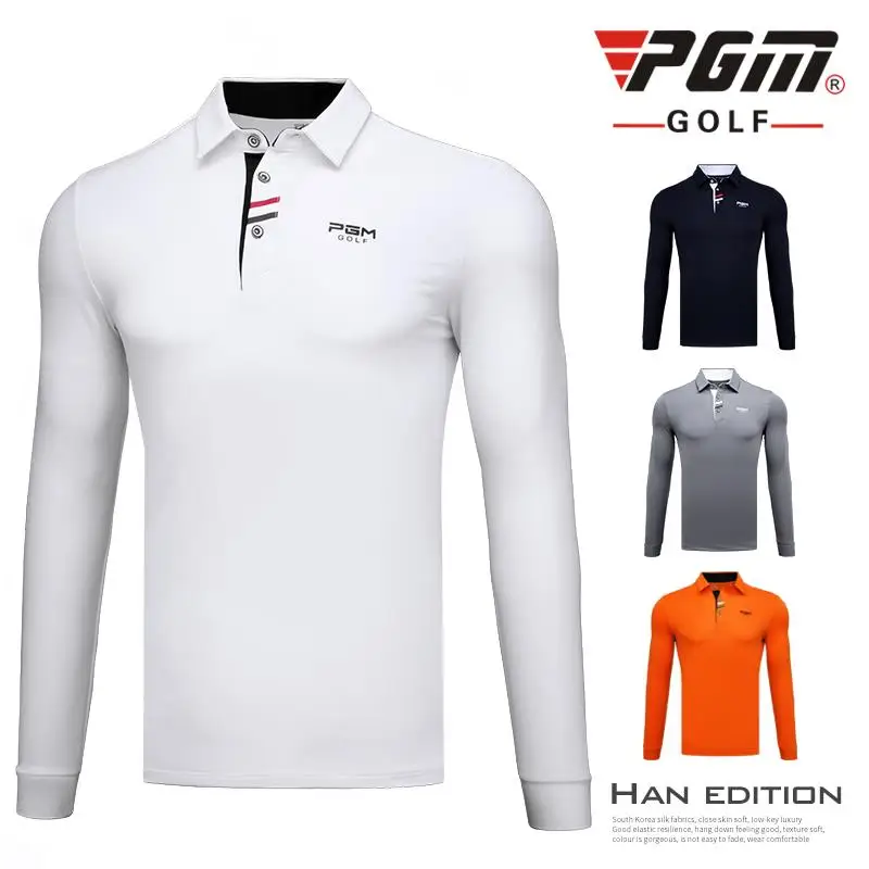 Pgm Men\'S Golf Shirts Man Long Sleeves T Shirt Male Outdoor Sports Turn Down Full Sleeve Tshirt Men Winter Warm Soft Jerseys