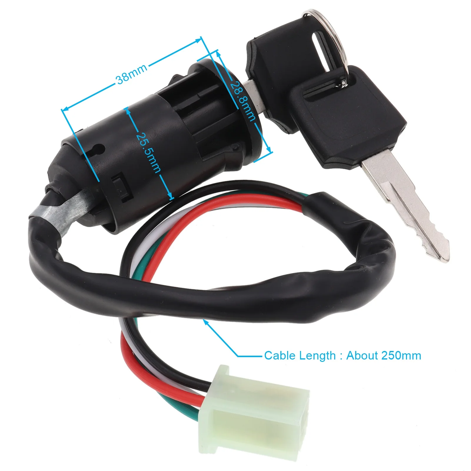 Universal Ignition Switch Key with Wire for Scooter Quad ATV Motorcycle Motorbike