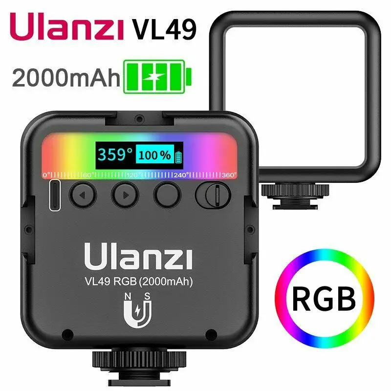 Portable VL49 Mini RGB LED Video Light Vlog iPhone Camera Fill Lamp Hot Shoe