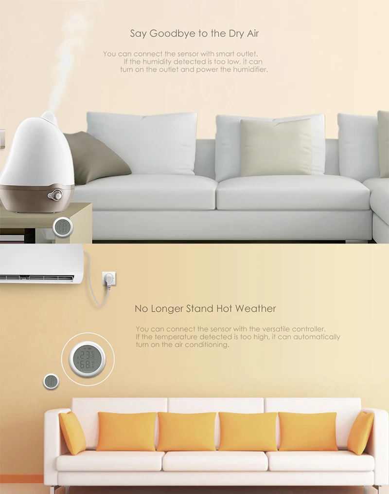 Tuya ZigBee-Sensor de temperatura del hogar inteligente, Sensor de humedad con pantalla LED, funciona con Smartlife, asistente de Google y Zigbee Gateway