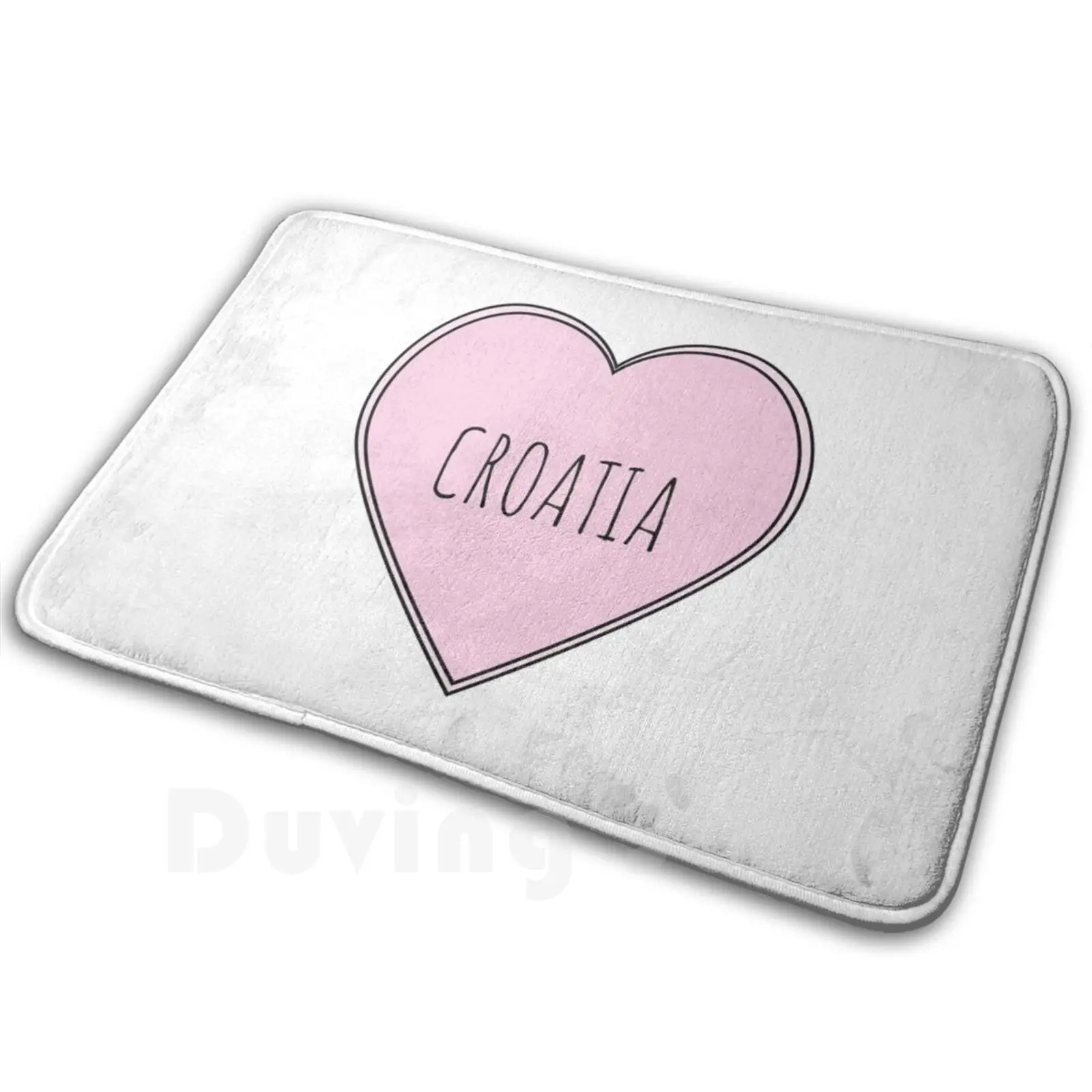 

Croatia Heart Carpet Mat Rug Cushion Soft Croatian Croatia I Love Croatia Pink Heart Team Vacation Travel Holiday