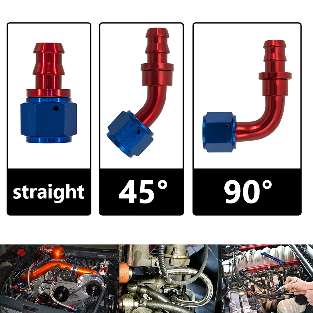 

Reusable Connection Adapter Red AN6 AN8 AN10 Oil Fuel Fitting Oil Fuel Push On Hose 0 45 90 Degree Rubber Oil Hose End Fitting