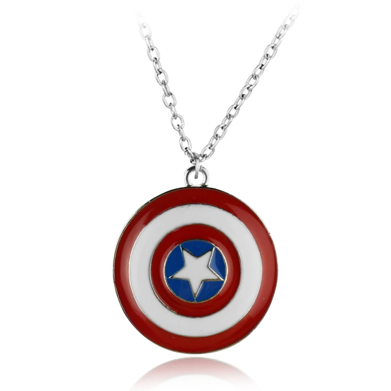 Marvel Superhero Captain America Necklace Captain America's  Round Pentagram Shield Pendant Neck Chain Fans Jewelry Gift