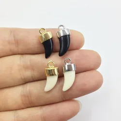 Eruifa 8pcs 8*14mm Cute Plastic Ox Horn with Zinc Alloy Necklace,Earring Bracelet Jewelry DIY Handmade 2 Colors