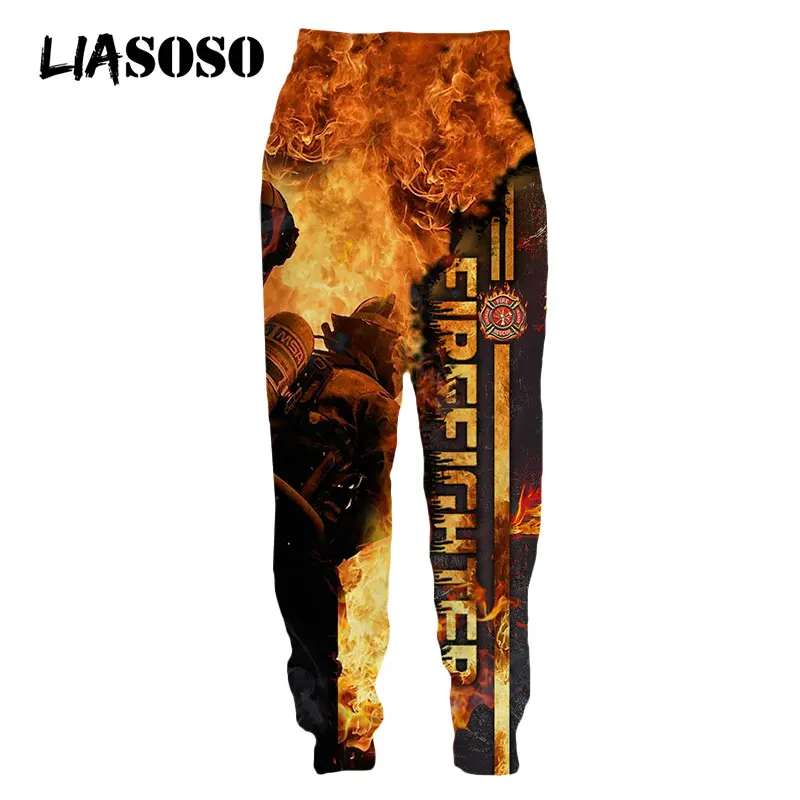 LIASOSO 3D Print Fire Truck Firemen Firefighter Men's Women Sweatpants Casual Harajuku Jogging Cool Hip Pop Fitness Logo Pants