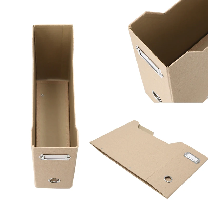 MQQ Foldaway Magazine Organizer A4 Suspension File Holder Office News Paper Storage Box Beige Natural Paper (1PC)