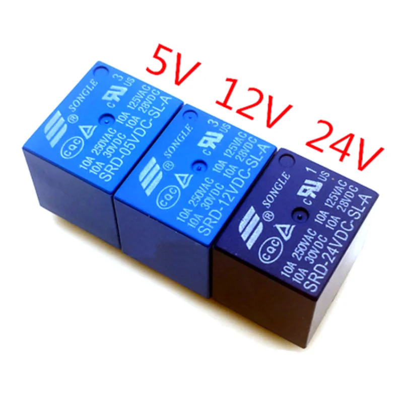 

100PCS/lot Relay SRD-05VDC-SL-C SRD-09VDC-SL-C SRD-12VDC-SL-C SRD-24VDC-SL-C 5V 9V 12V 24V 10A 250VAC 5PIN