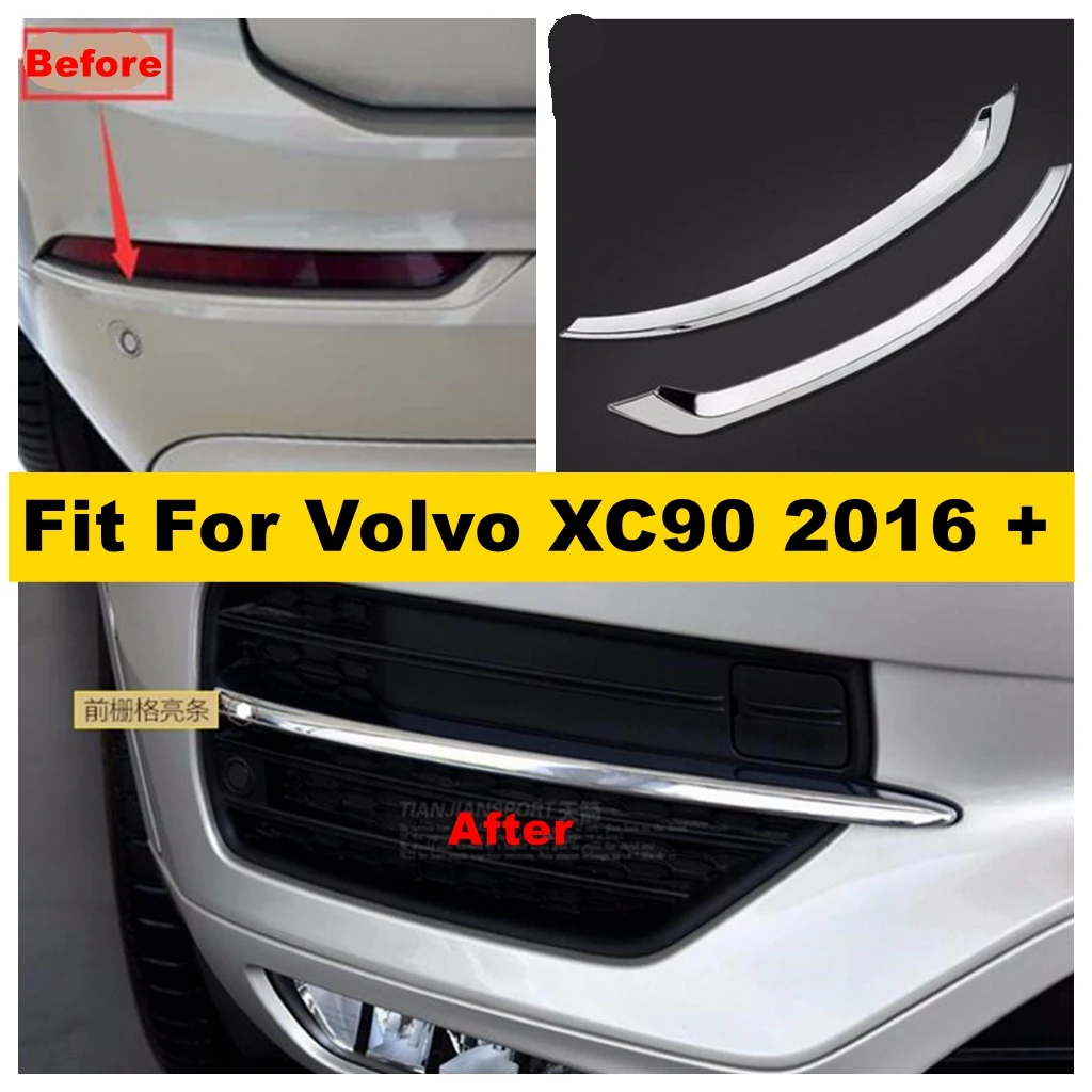 

Auto Accessory Front + Rear Fog Lights Foglights Lamps Decoration Strip Cover Trim Fit For Volvo XC90 2016 2017 2018 2019 / ABS