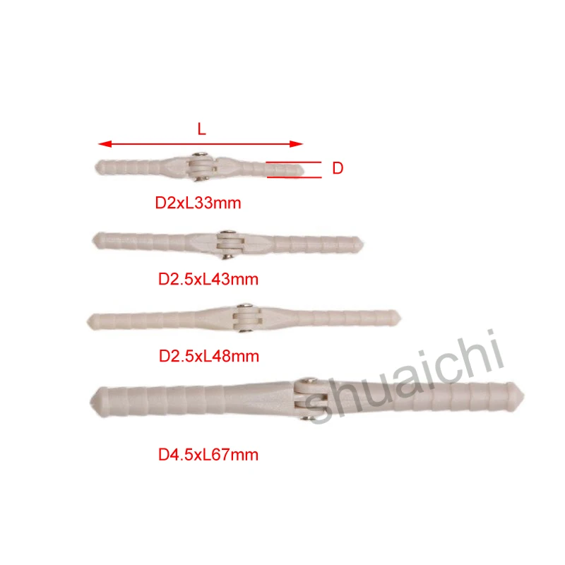 10PCS Diameter 4.5mm/2.5mm/2.0mm Plastic Stitch Pivot Round Pin Hinge 67mm/48mm/43mm/33mm Length for RC Airplane Aircraft