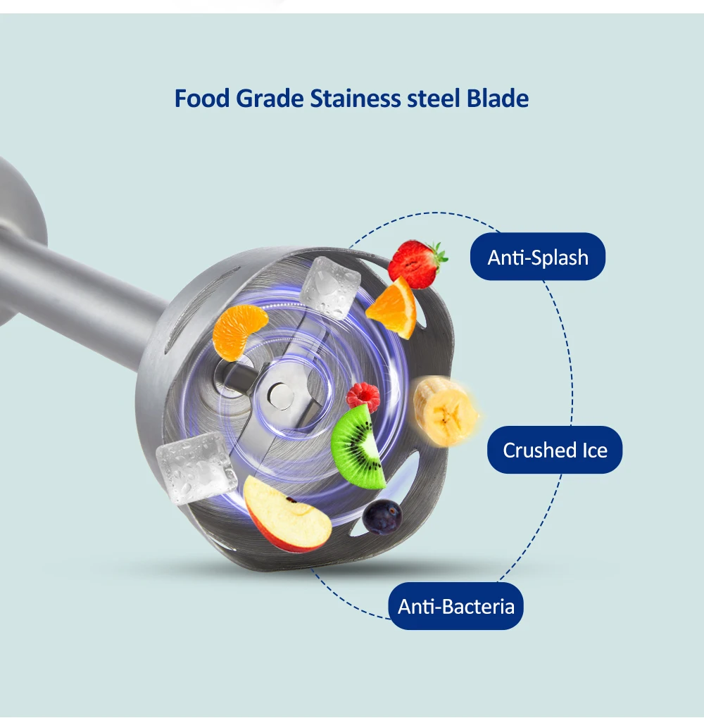 BioloMix 1200W 5-in-1 Immersion Hand Stick Blender Mixer Vegetable Meat Grinder 800ml Chopper Whisk 600ml Smoothie Cup